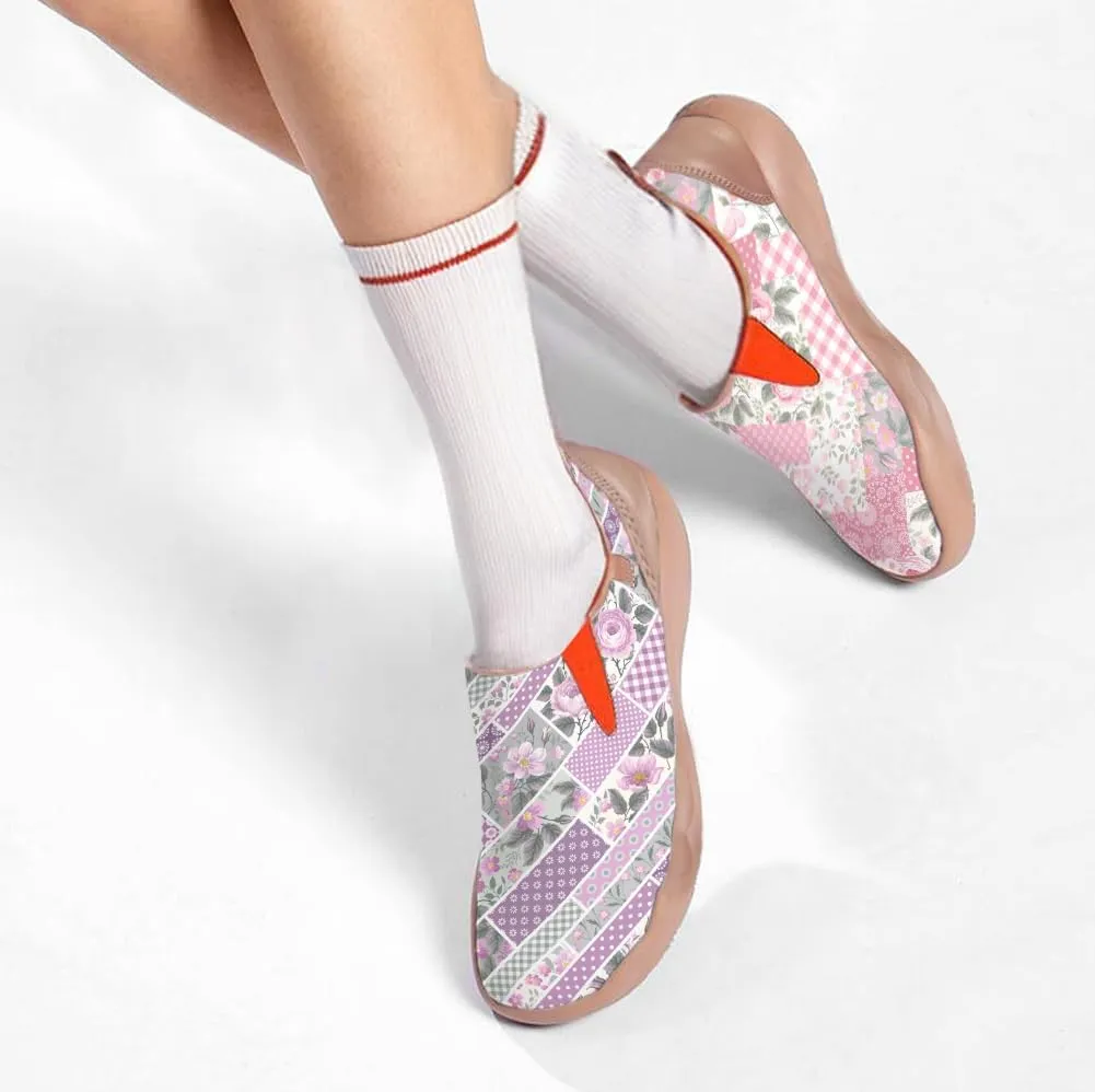 Womens Leather Shoes Loafers Slip On Casual Travel Shoes Ultra Light Floral Art Fashion Sneakers