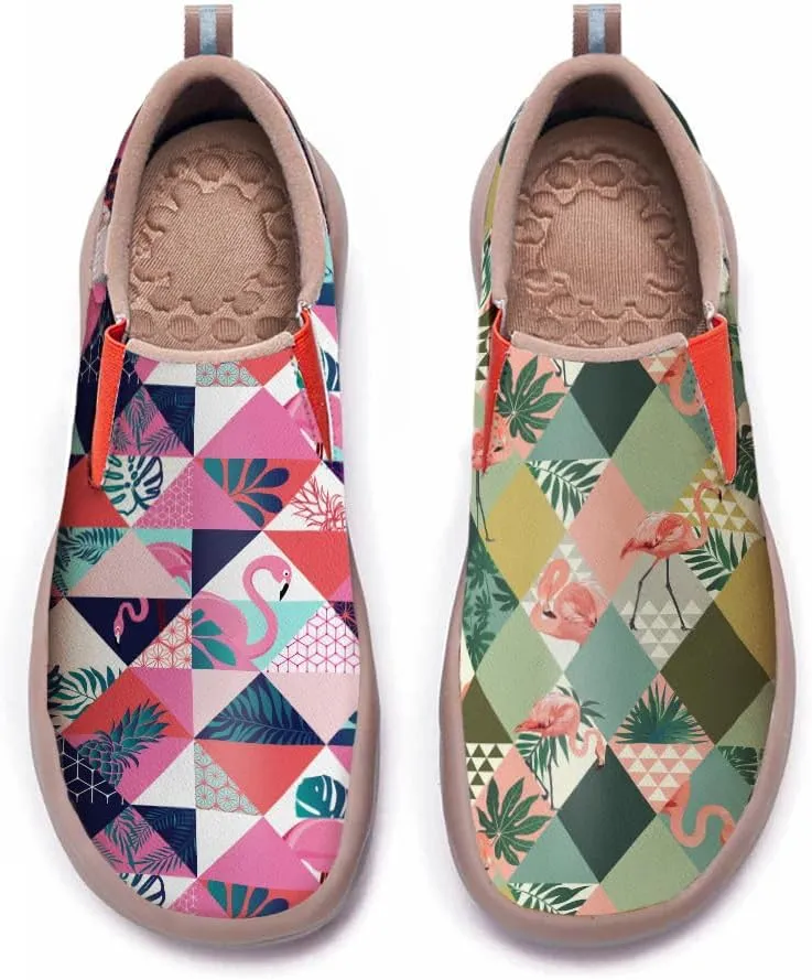 Womens Leather Shoes Loafers Slip On Casual Travel Shoes Ultra Light Floral Art Fashion Sneakers