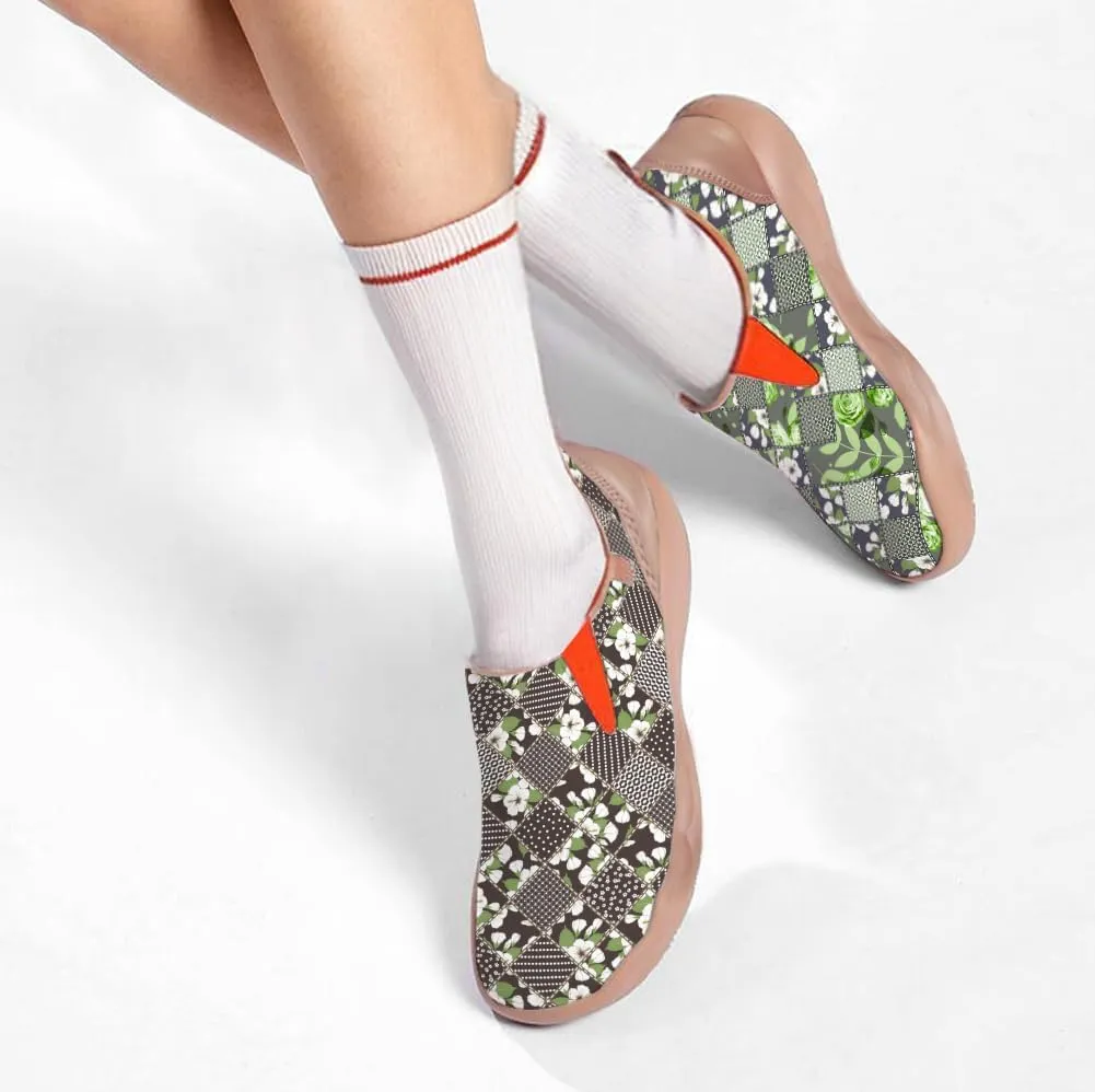 Womens Leather Shoes Loafers Slip On Casual Travel Shoes Ultra Light Floral Art Fashion Sneakers