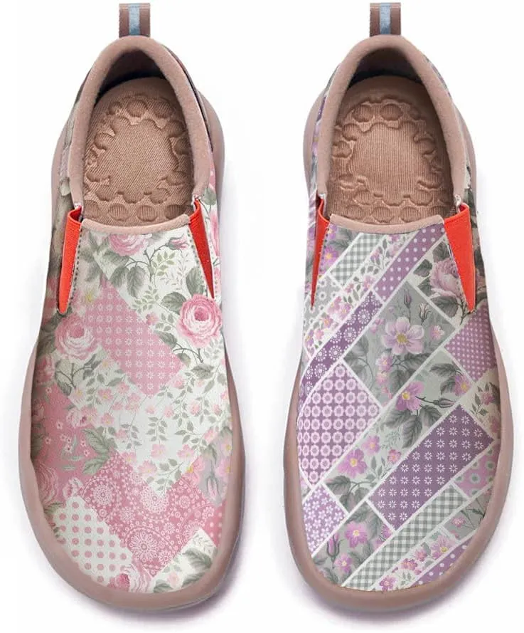 Womens Leather Shoes Loafers Slip On Casual Travel Shoes Ultra Light Floral Art Fashion Sneakers