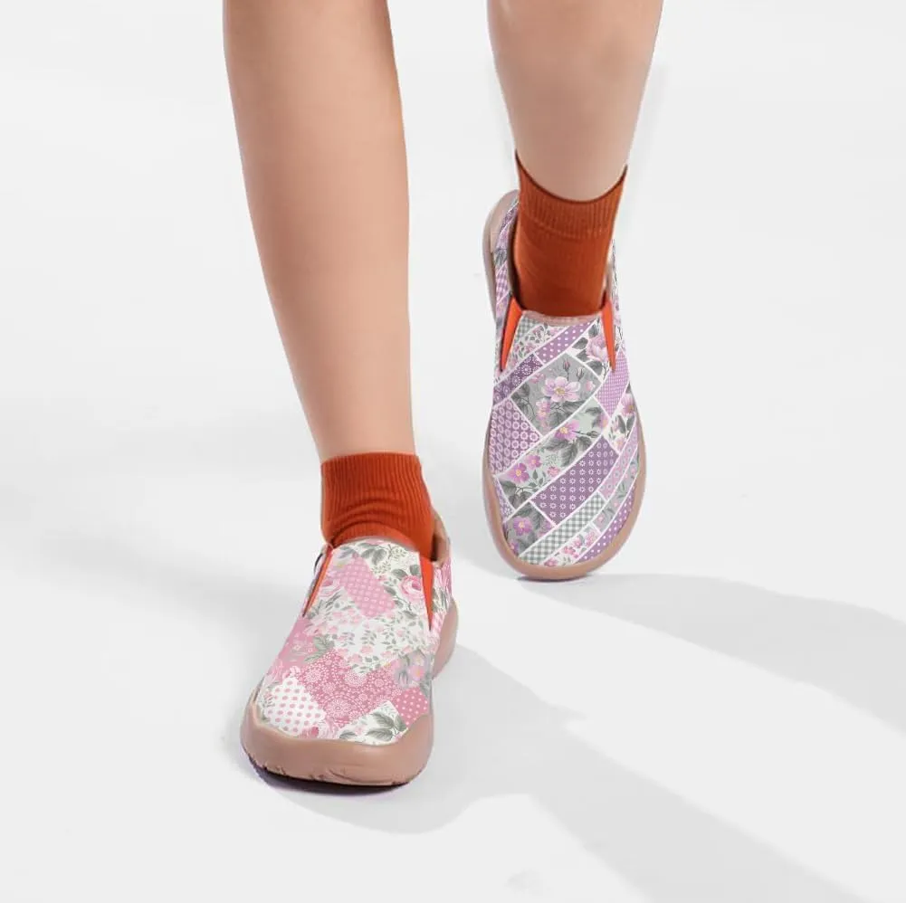 Womens Leather Shoes Loafers Slip On Casual Travel Shoes Ultra Light Floral Art Fashion Sneakers