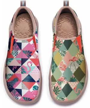 Womens Leather Shoes Loafers Slip On Casual Travel Shoes Ultra Light Floral Art Fashion Sneakers
