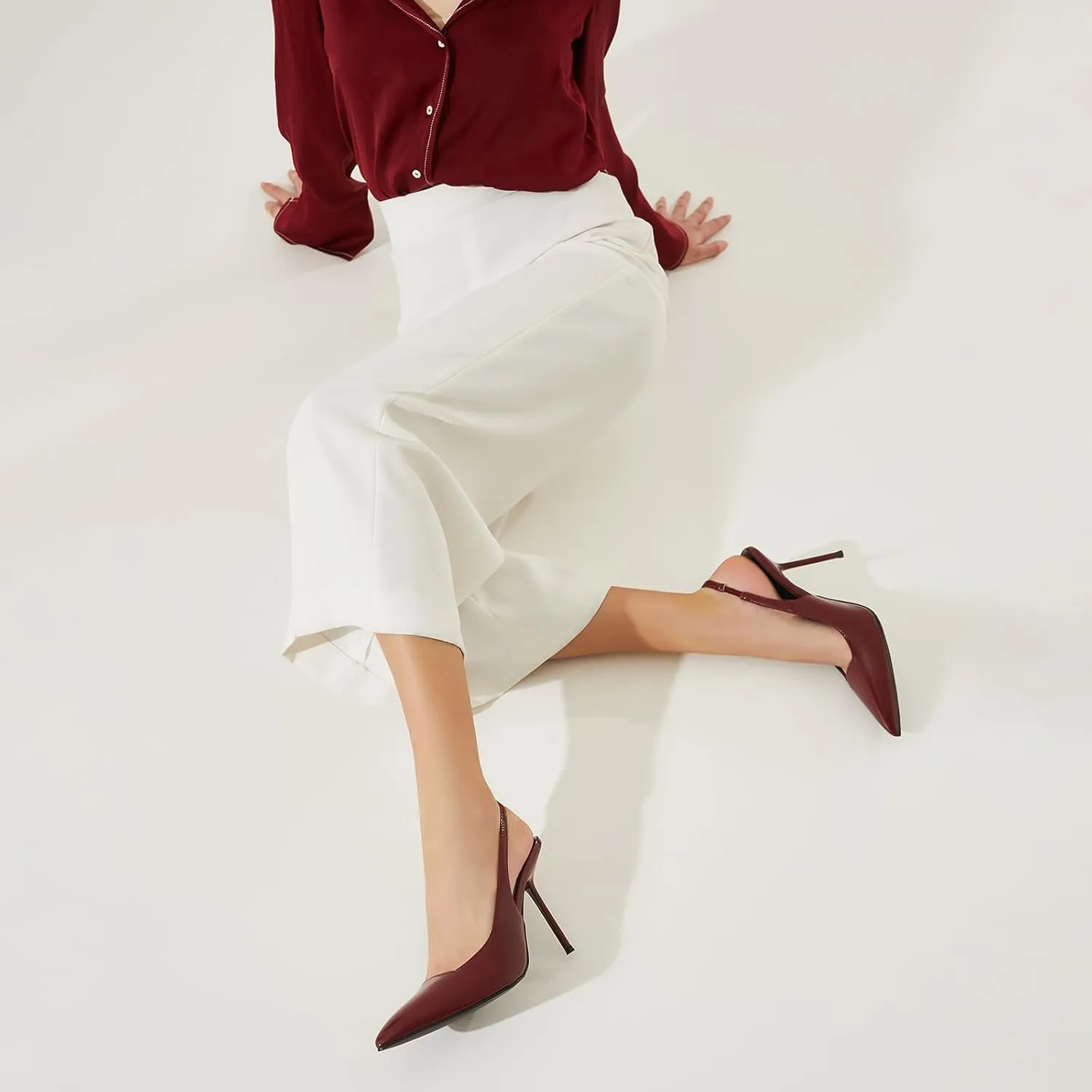 Women's Pointed Toe Slingback Heels Patent Leather High Stiletto Heels Pumps Dress Shoes for Women