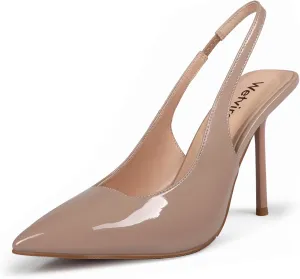 Women's Pointed Toe Slingback Heels Patent Leather High Stiletto Heels Pumps Dress Shoes for Women