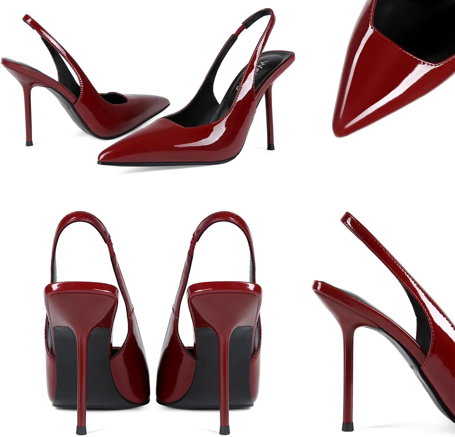 Women's Pointed Toe Slingback Heels Patent Leather High Stiletto Heels Pumps Dress Shoes for Women
