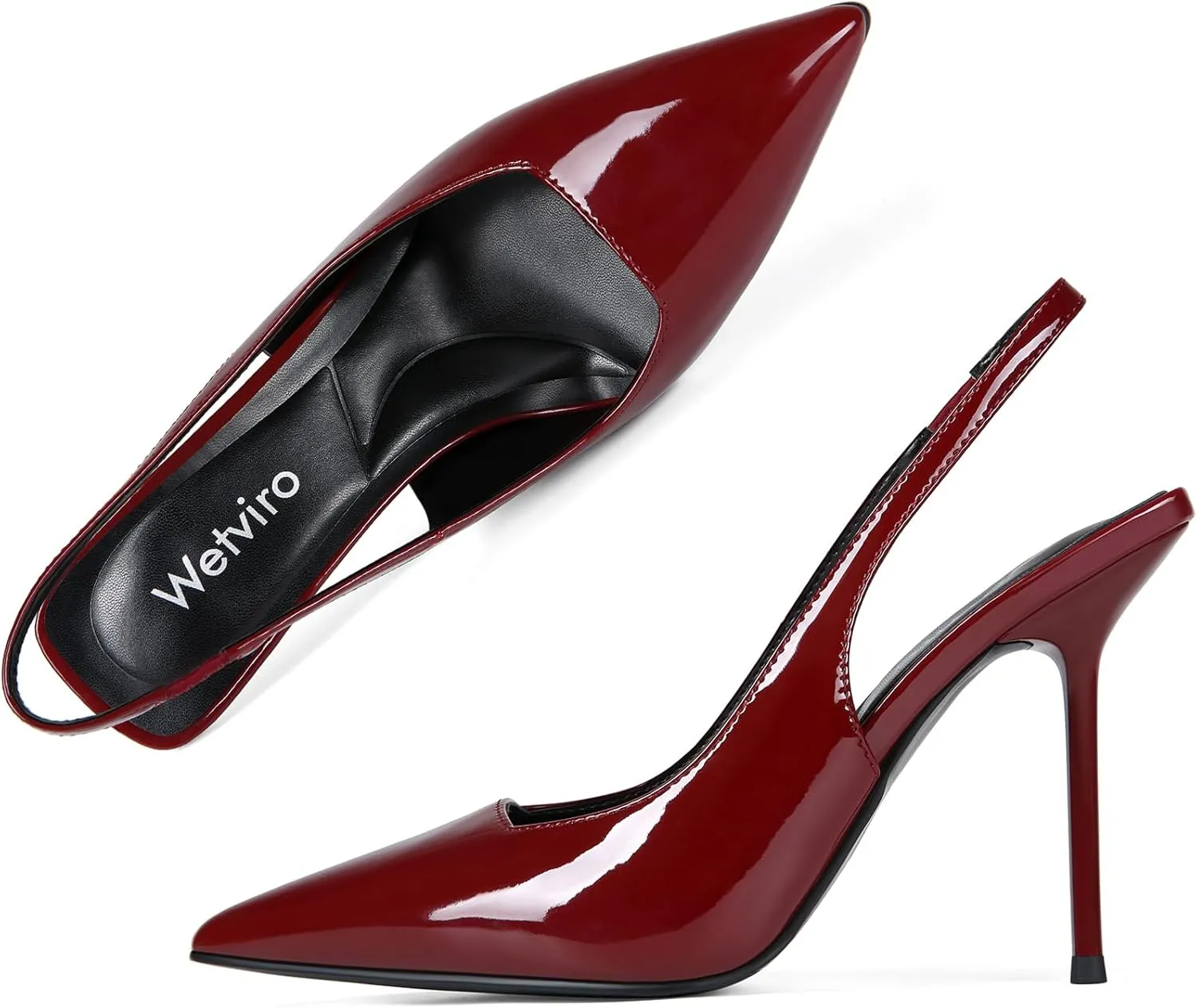 Women's Pointed Toe Slingback Heels Patent Leather High Stiletto Heels Pumps Dress Shoes for Women