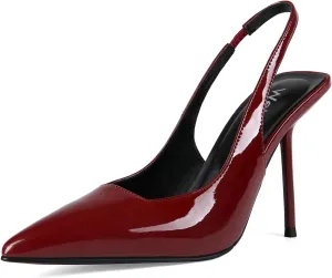 Women's Pointed Toe Slingback Heels Patent Leather High Stiletto Heels Pumps Dress Shoes for Women
