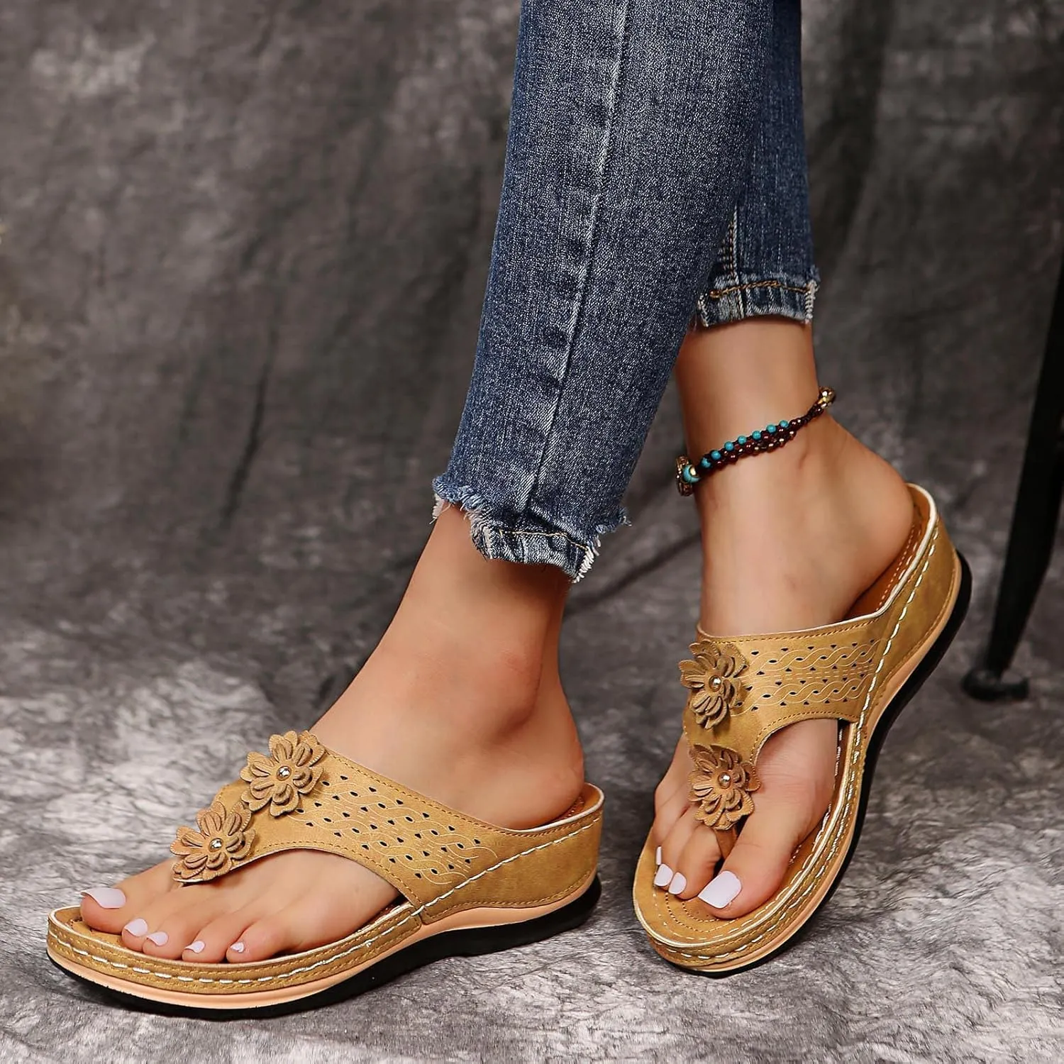 Womens Sandals Dressy, Sandals With Arch Support Soft Orthotic Sandals Plantar Fasciitis Orthotic Flip Flop