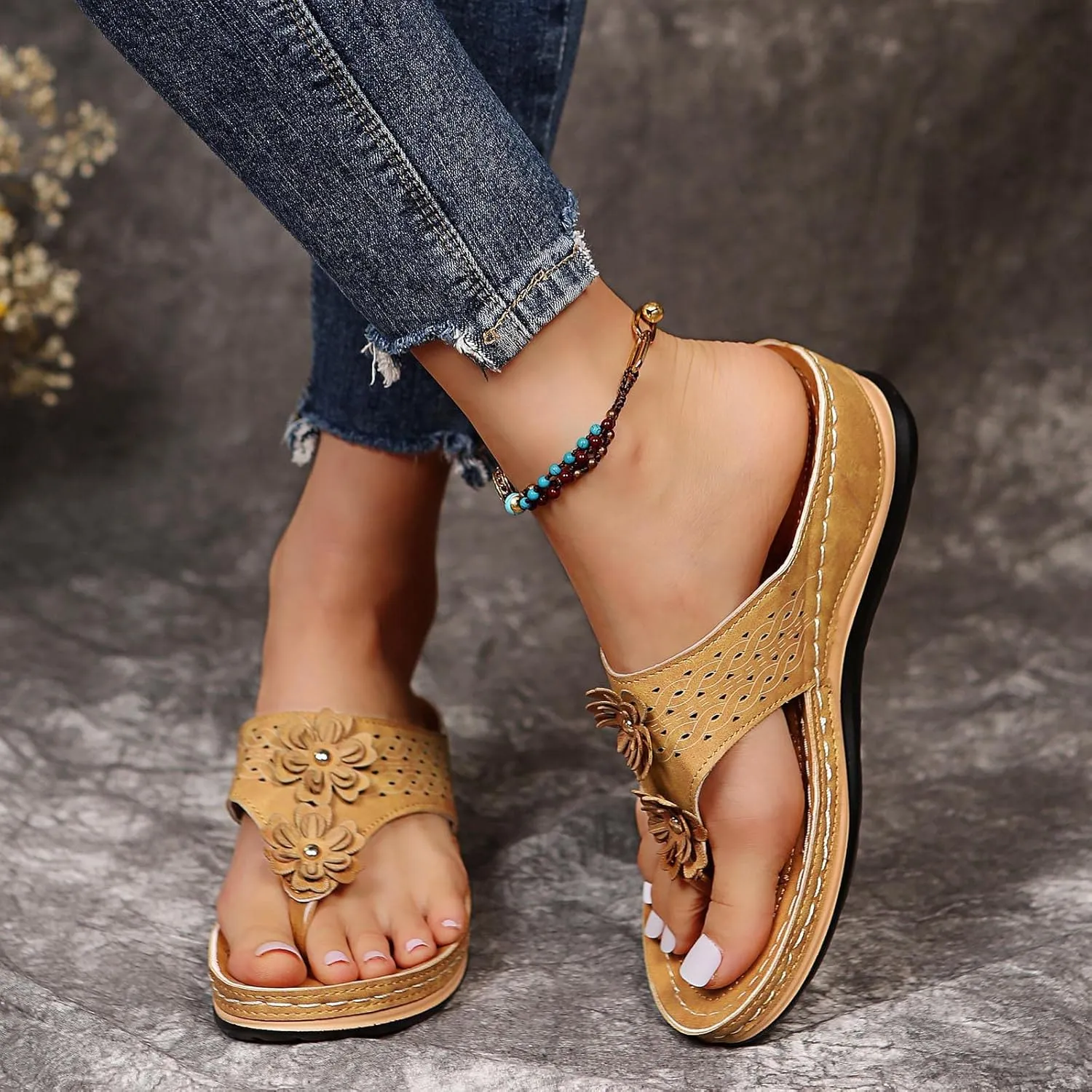 Womens Sandals Dressy, Sandals With Arch Support Soft Orthotic Sandals Plantar Fasciitis Orthotic Flip Flop
