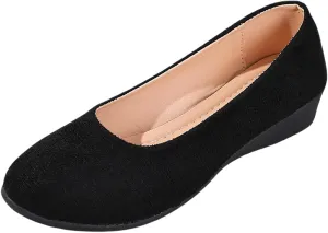 Women's Shoes Faux Suede Round Toe Ballet Dressy Comfortable Slip On Walking Shoes Lady Sandal Heel
