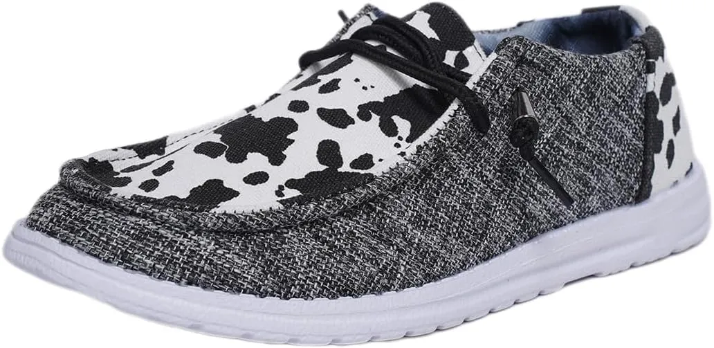 Women's Slip-on Black Canvas Loafers Low Top Outdoor Flat Walking Shoes Drving Fall Shoes Sneakers| Comfortable & Light-Weight