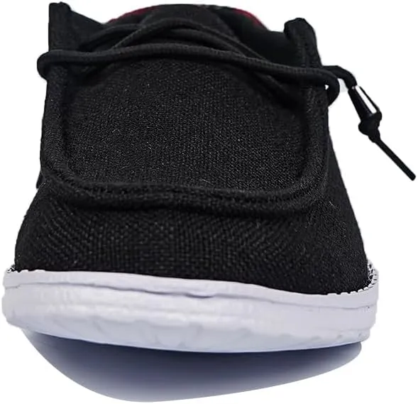 Women's Slip-on Black Canvas Loafers Low Top Outdoor Flat Walking Shoes Drving Fall Shoes Sneakers| Comfortable & Light-Weight