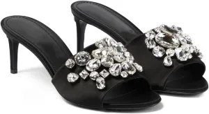 Women’s Stilettos Heels Open Toe Rhinestone Glitter Sandals Comfort Low Heel Mules Bling Sparkle Slippers Slip On Dress Shoes