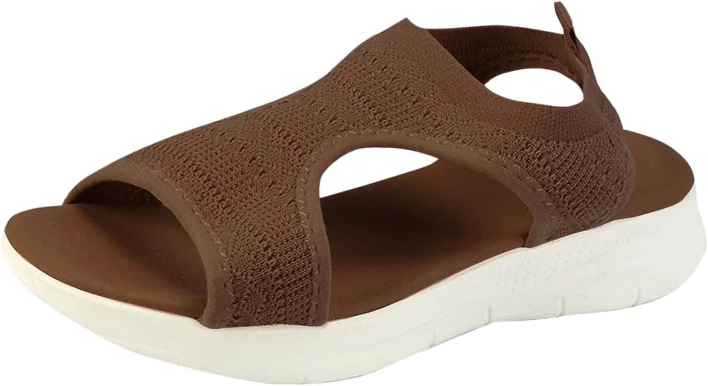 Women's Walking Sandals Soft Low Wedge Comfort Flat Sandal 2025 Casual Open Toe Slip On Strappy Lightweight Summer Shoes