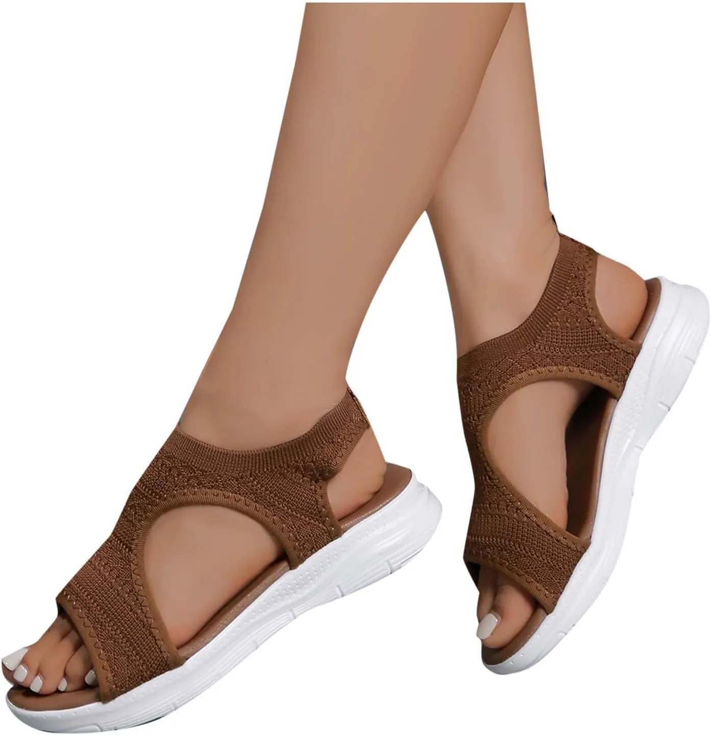 Women's Walking Sandals Soft Low Wedge Comfort Flat Sandal 2025 Casual Open Toe Slip On Strappy Lightweight Summer Shoes