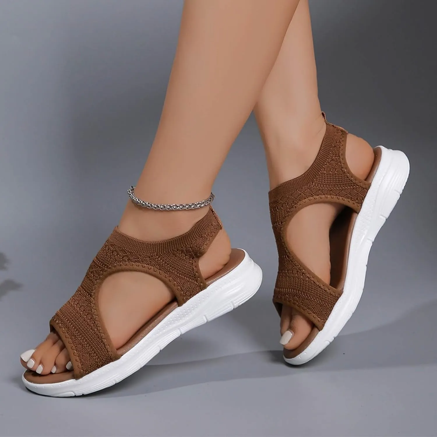 Women's Walking Sandals Soft Low Wedge Comfort Flat Sandal 2025 Casual Open Toe Slip On Strappy Lightweight Summer Shoes