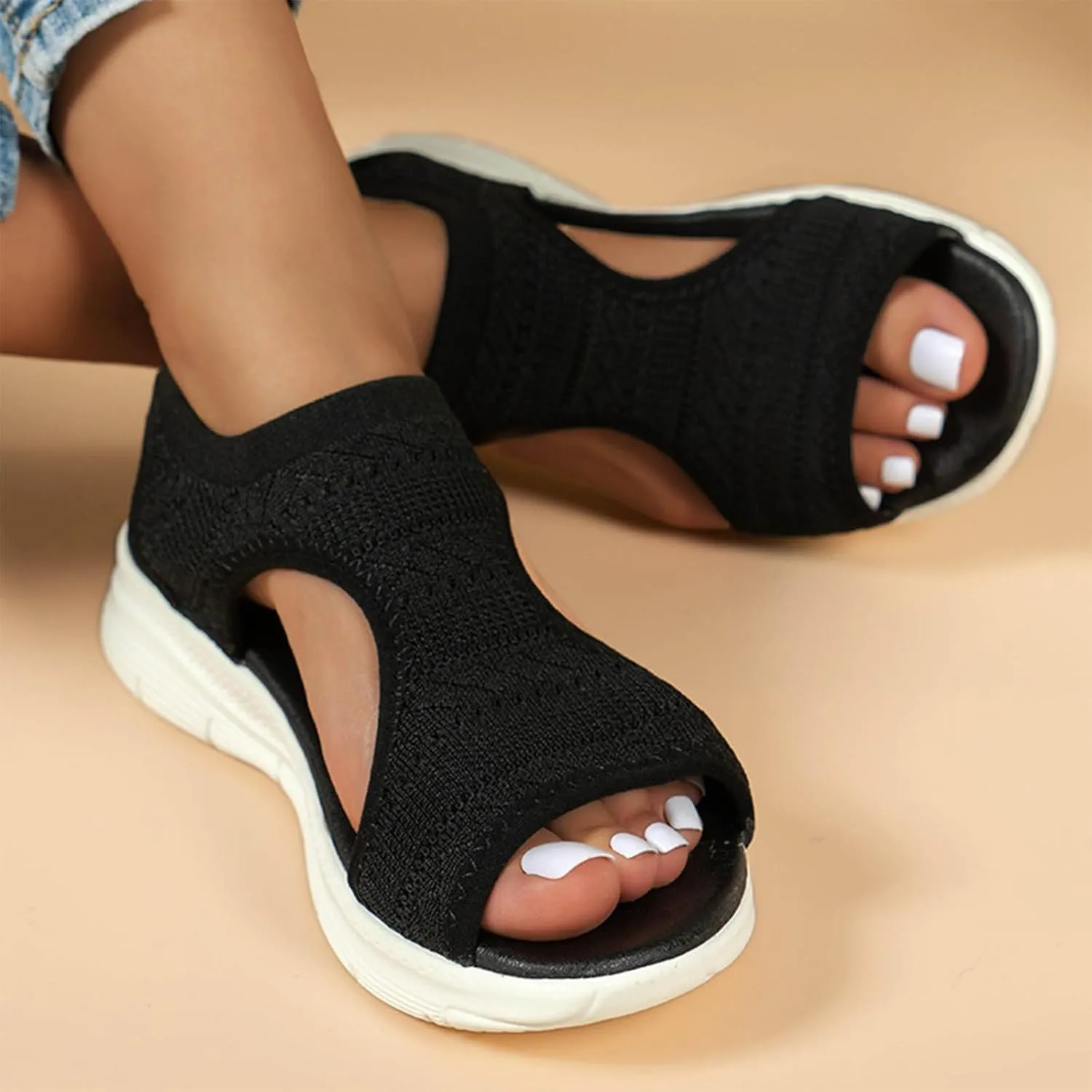 Women's Walking Sandals Soft Low Wedge Comfort Flat Sandal 2025 Casual Open Toe Slip On Strappy Lightweight Summer Shoes