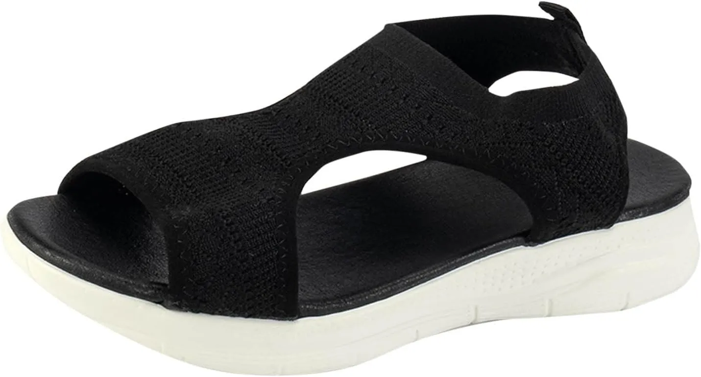 Women's Walking Sandals Soft Low Wedge Comfort Flat Sandal 2025 Casual Open Toe Slip On Strappy Lightweight Summer Shoes