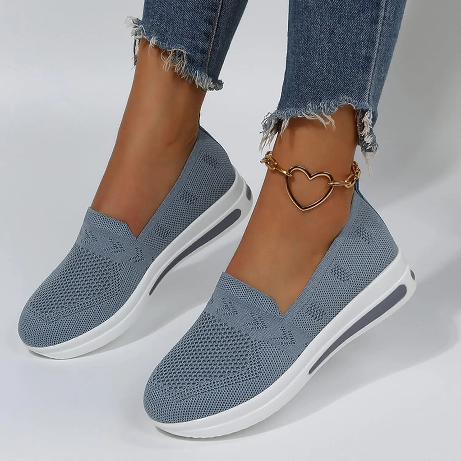 Womens Wedge Walking Shoes Flatform Loafers for Women 2025 Casual Summer Slip-On Comfortable Closed Toe Woven Breathable Work Walking Shoes