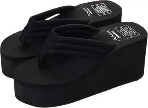 Womens Wedges Flip Flops Summer Soft Thong Beach Sandals Chunky High Platform Slippers Arch Support Beach Comfortable Cushion Shoes