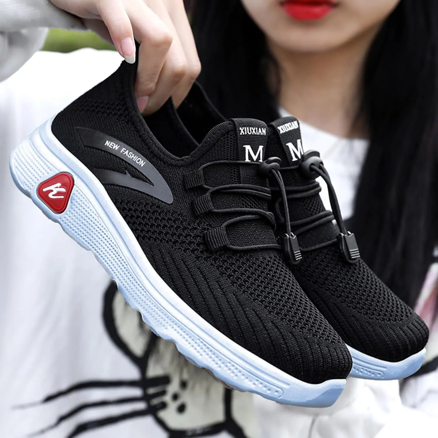 Womens White Tennis Shoes Platform Sneakers for Women Fashion Workout Shoes for Women Round Toe Slip On Casual Mens Loafers White Sneakers Men Wide