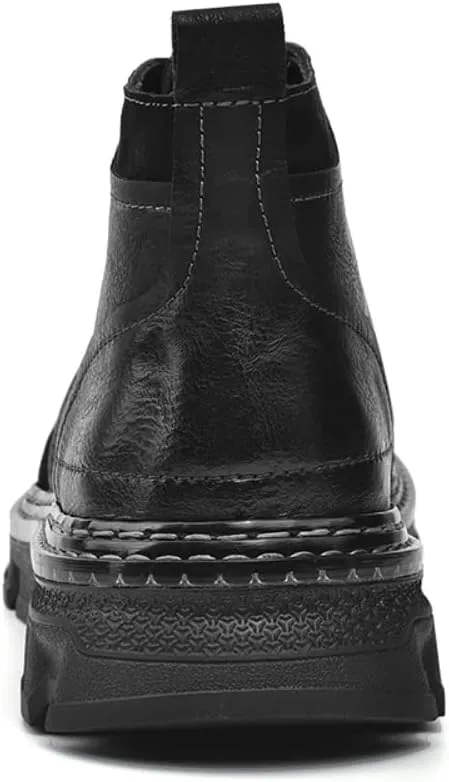 Work Boots Ankle Boots for Men Soft Leather Fashion Casual Zapatos Hombre Tactical Ankle Boots Platform Warm Leather Combat Work Outdoor Boots