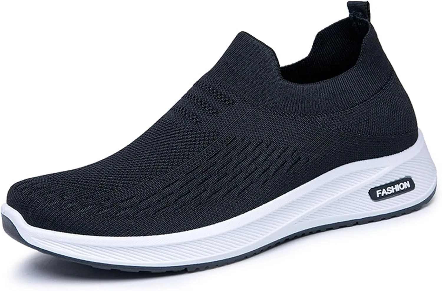 Woven Sneakers for Men Slip on No Lace Breathable High Top Walking Running Shoes Comfortable Tennis Shoes Non Slip Casual Mens Outdoor Sport Sneakers