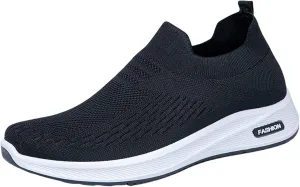 Woven Sneakers for Men Slip on No Lace Breathable High Top Walking Running Shoes Comfortable Tennis Shoes Non Slip Casual Mens Outdoor Sport Sneakers