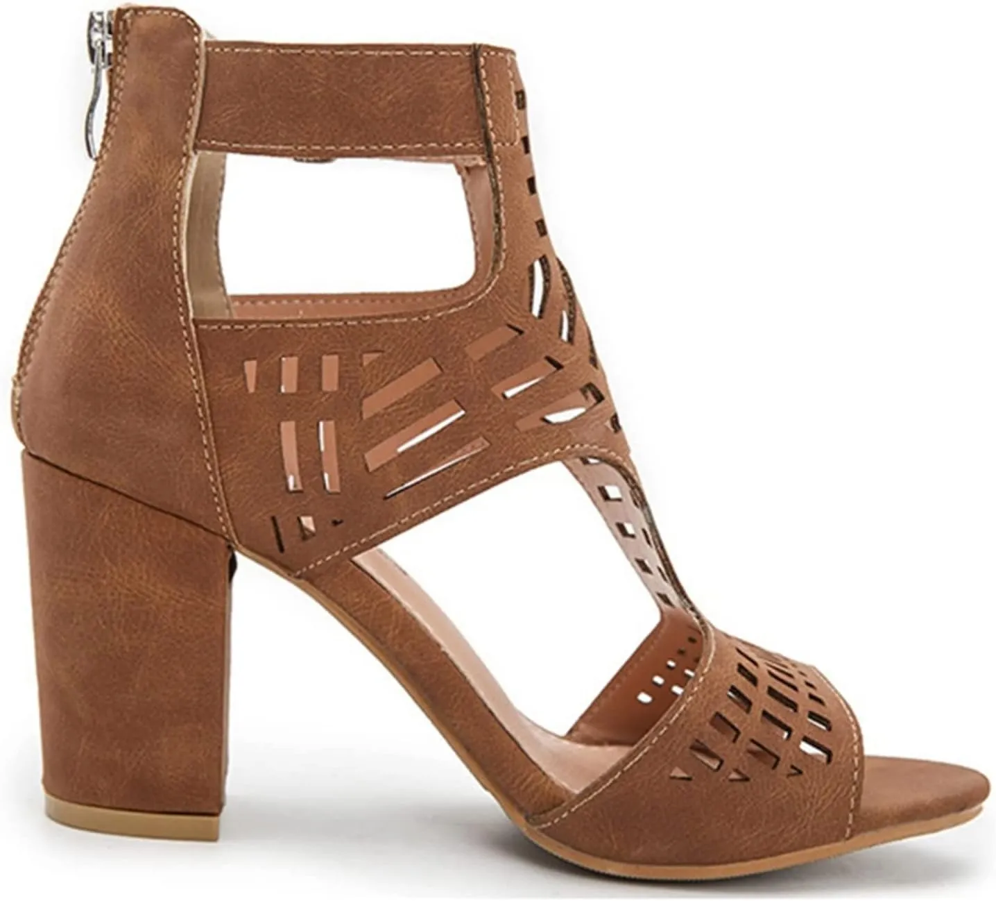 ZKXYFFS Chunky Heeled Sandals for Women Cutout Open Toe Summer Block Heels Ankle Strap Party Dress High Heeled Sandals