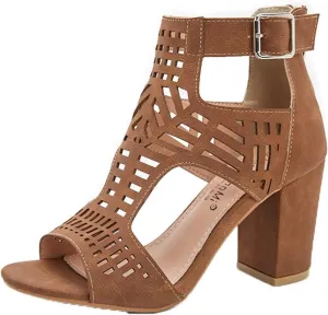 ZKXYFFS Chunky Heeled Sandals for Women Cutout Open Toe Summer Block Heels Ankle Strap Party Dress High Heeled Sandals