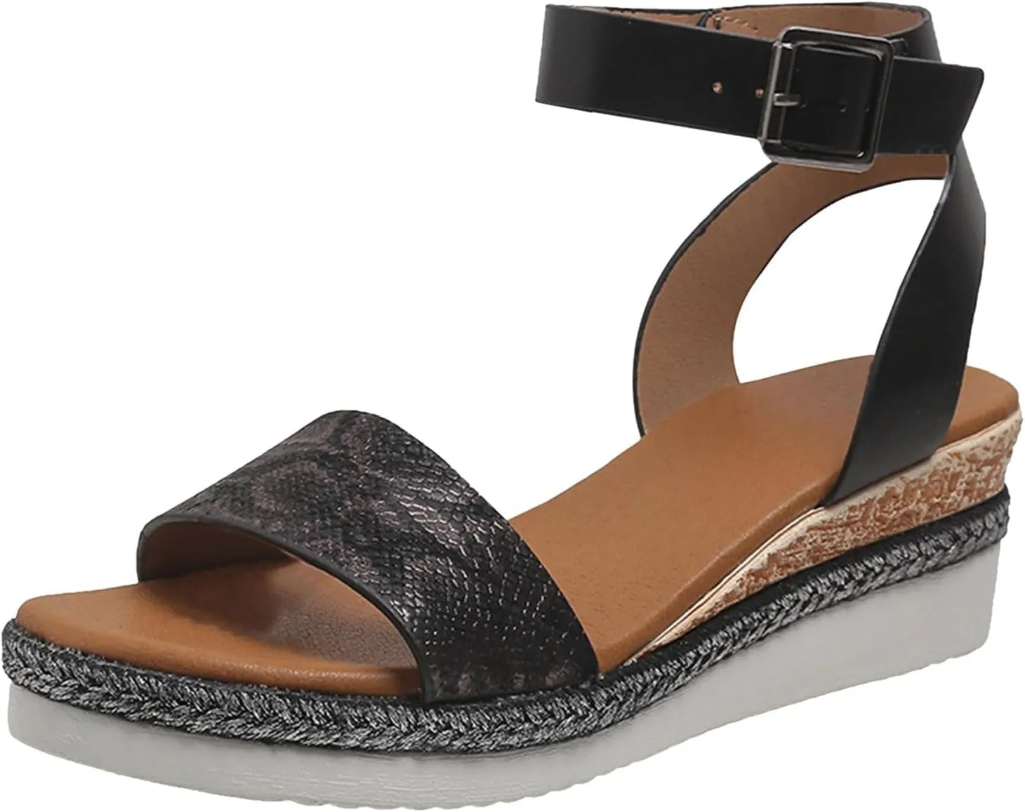 ZSpzx Wedge Sandals For Women Platform Wedges Heels Comfortable Ankle Strap Dressy Summer Low Womens Arch support Sandal Dress Open Toe Shoes for Wedding Bridal Evening Cocktail