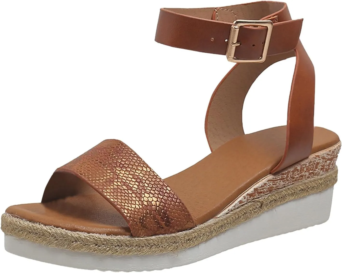 ZSpzx Wedge Sandals For Women Platform Wedges Heels Comfortable Ankle Strap Dressy Summer Low Womens Arch support Sandal Dress Open Toe Shoes for Wedding Bridal Evening Cocktail