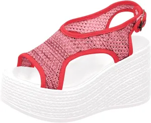 ZSpzx Wedge Sandals For Women Platform Wedges Heels Knit Wide Width Orthopedic Summer Ankle Strap Strappy Casual Dressy Low Heel Retro Fisherman Open Toe Shoes for Daily Wear