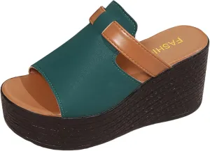 ZSpzx Wedge Sandals For Women Platform Wedges Heels,Womens Slide on Open Toe Dress Summer Slippers Bohe Beach Slip On Cute Slides Casual Slingback Walking Shoes For Party Vacation
