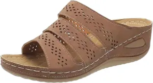 ZSpzx Women's Slide Sandals,Comfortable Arch Support Sandals Casual Walking Straps Slip-On Low Wedge Women Orthotic Slides Orthopedic Beach Breathable Plantar Fasciitis Bunion Sandal