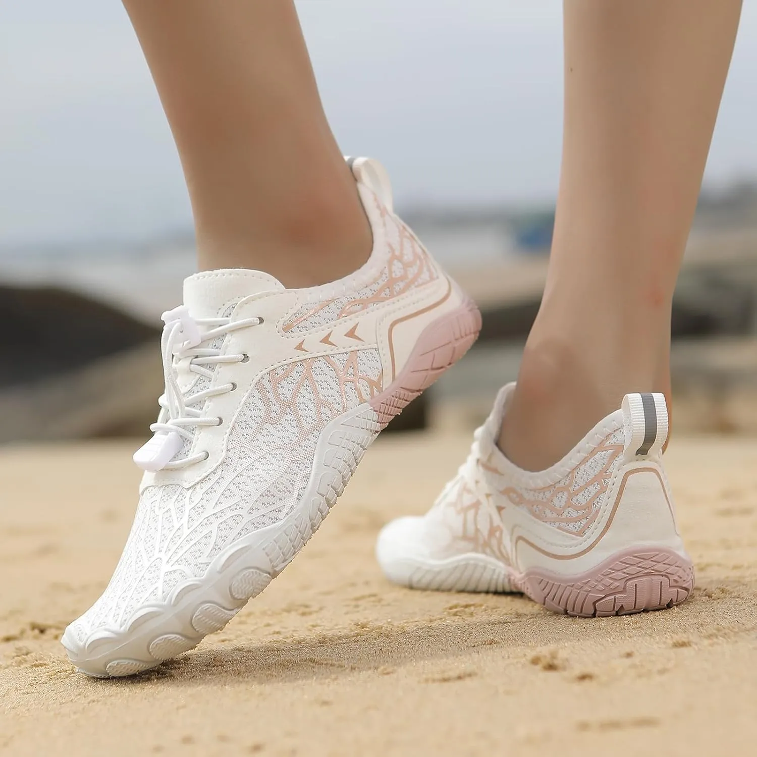 ZWRXW Hike Barefoot Shoes for Women Men Breathable & Non-Slip Athletic Footwear Wide Toe Water Shoes Quick-Dry Aqua Sock Barefoot Slip-On Soft Beach Aqua Sports Outdoor Shoe Hiking Walking Shoe